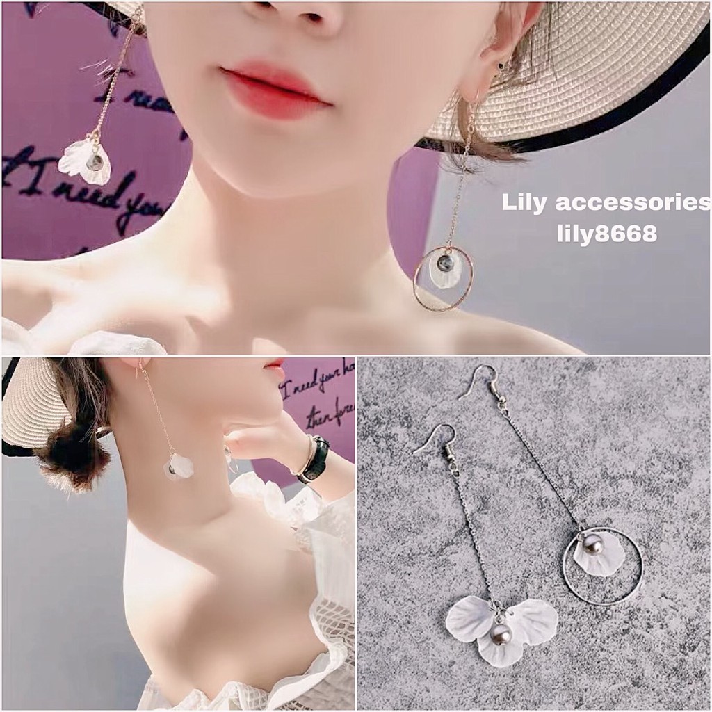 Petal Earrings khuyên tai cánh hoa dáng dài phong cách hàn quốc