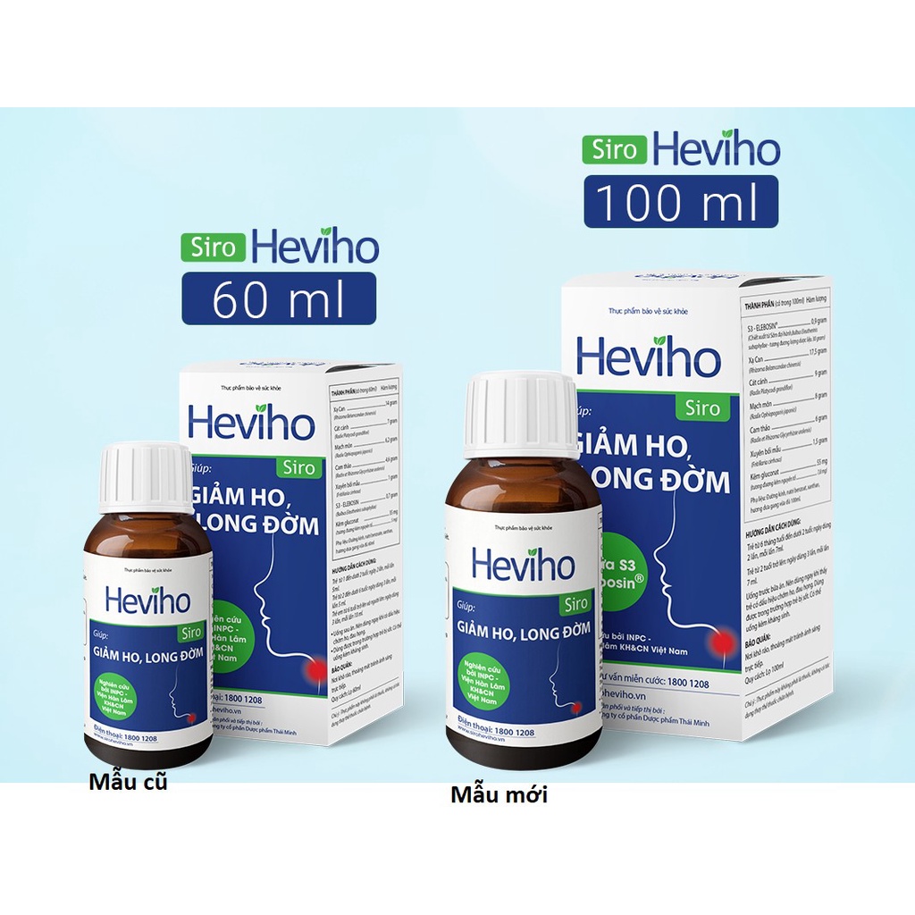 Siro Hevico- hỗ trợ làm giảm ho, long đờm, giúp mát họng, giảm đau rát cổ họng chai 100 ml