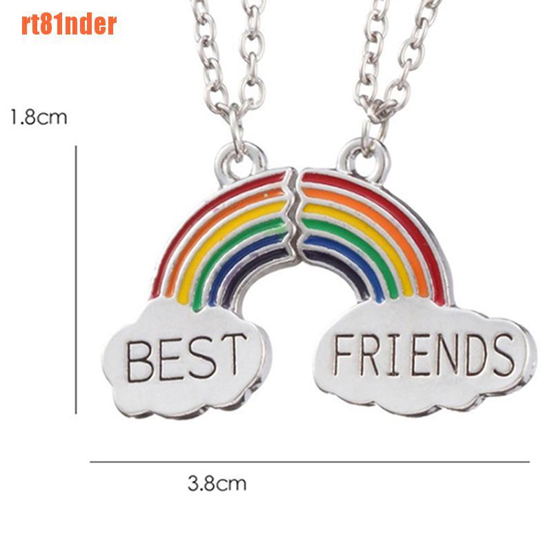 Cặp vòng cổ mặt dây hình đám mây cầu vồng chữ Best Friends thời trang cho nữ