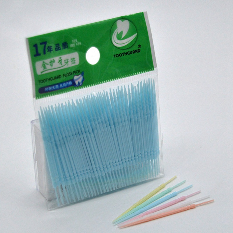 Set 100 tăm xỉa răng thiết kế 2 đầu chăm sóc răng miệng
