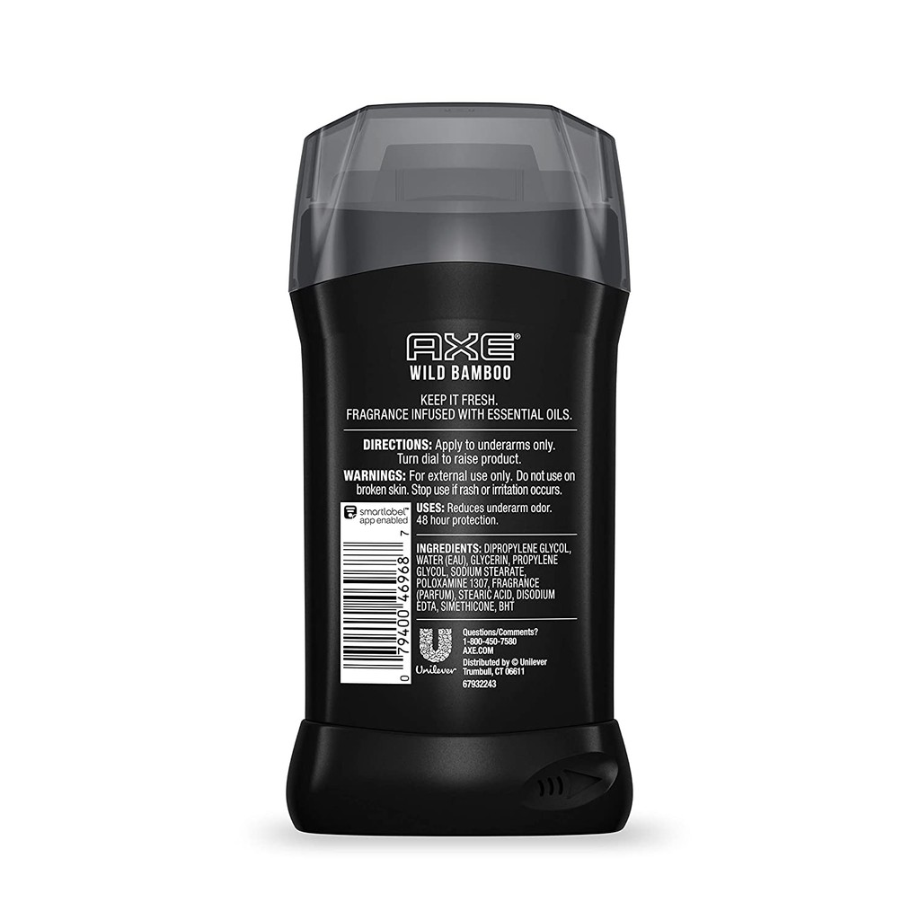 Lăn khử mùi nam dạng sáp AXE Aluminum-Free Deodorant for Men Wild Bamboo 48 Hour Deodorant Protection 85g (Mỹ)