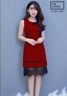 Đầm suông ren lai