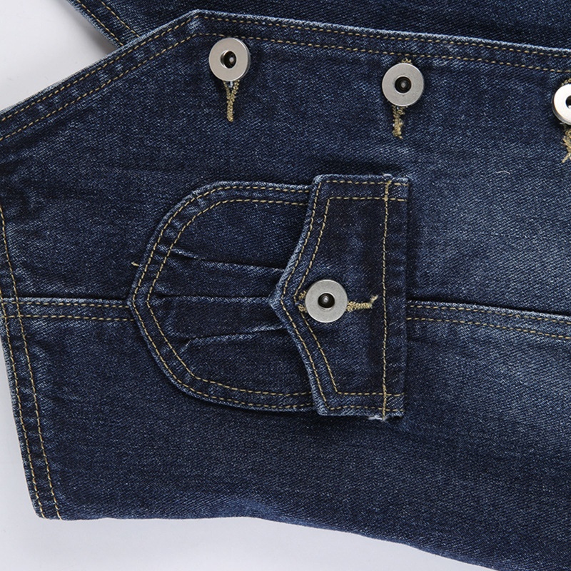 Áo Croptop Denim Không Tay Cổ Chữ V Cài Nút Gợi Cảm Cho Nữ