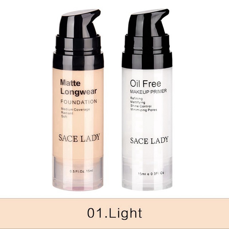 SACE LADY Concealer Full Cover Foundation Oil Free Primer+Matte Liquid Foundation Makeup Set  Nourishing and Moisturizing Liquid Foundation