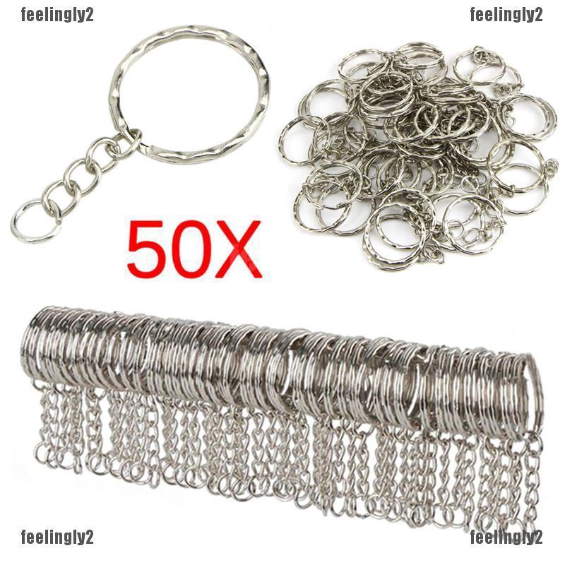 Bộ 50 Móc Khóa Kim Loại Màu Bạc