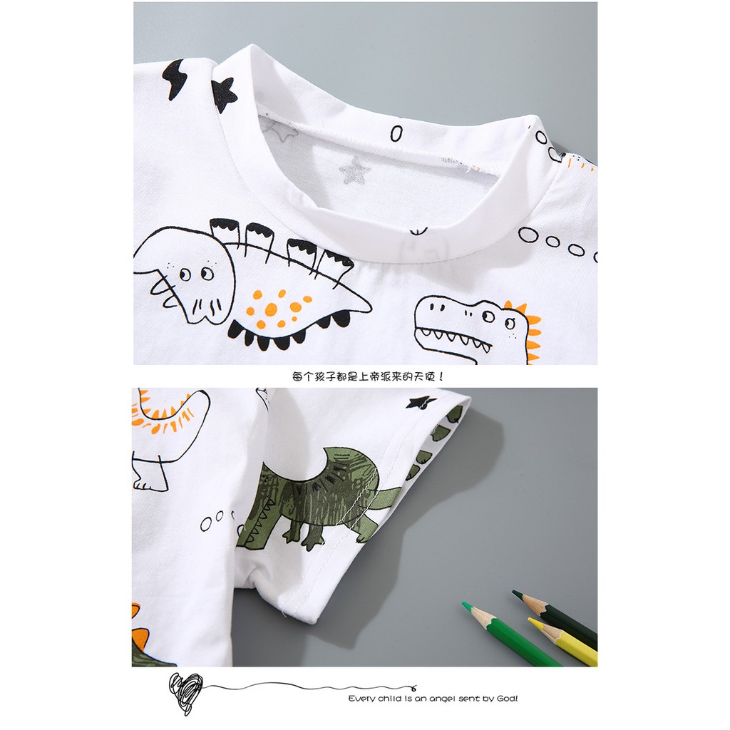 Set bộ đồ cho bé BabyGao áo thun quần hoạ tiết khủng long đáng yêu