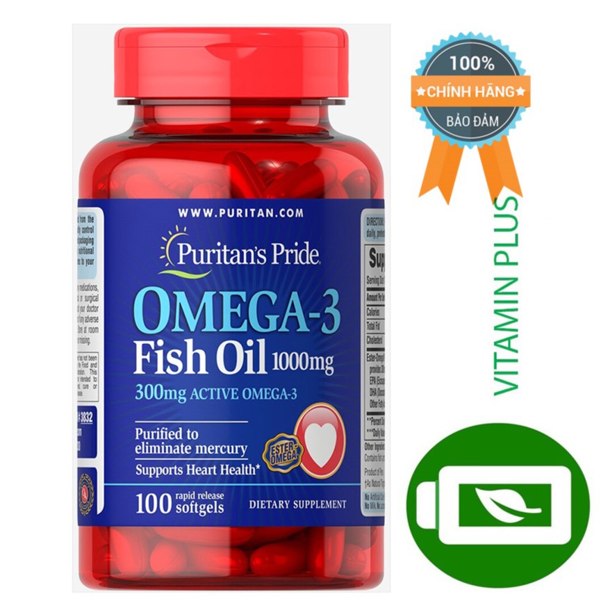 Bộ 2 Viên Uống Dầu Cá Puritan's Pride Omega-3 Fish Oil 1000mg 3832