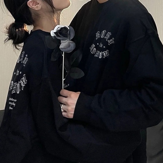 ZHELIHANGFEI  Áo Sweater Tay Dài Dáng Rộng In Chữ Cá Tính Thời Trang