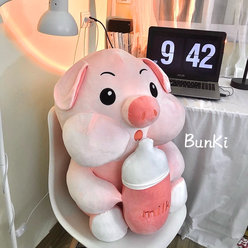 GẤU BÔNG HEO BÔNG TRÀ SỮA 70CM CAO CẤP BUNKI