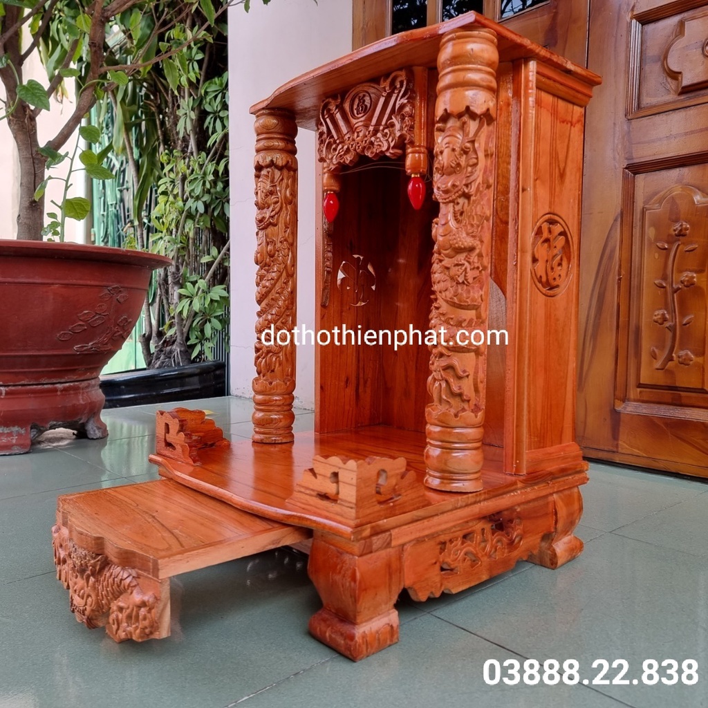 Bàn thờ thần tài thổ địa gỗ xoan ngang 42cm x 61cm rẻ nhất thị trường