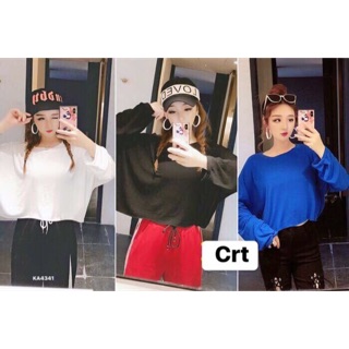 Áo croptop trơn dáng thụng