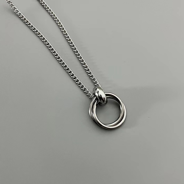 Vòng cổ Mặt Nhẫn Đôi Phong Cách Hip Hop Thời Trang Cho Nam Và Nữ