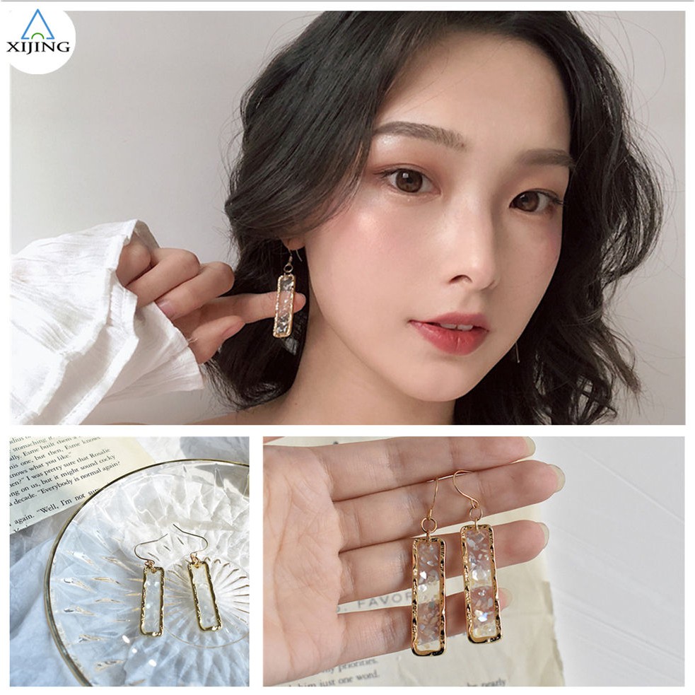 Khuyên tai hình chữ nhật phong cách Hàn Quốc thanh lịch dành cho nữ