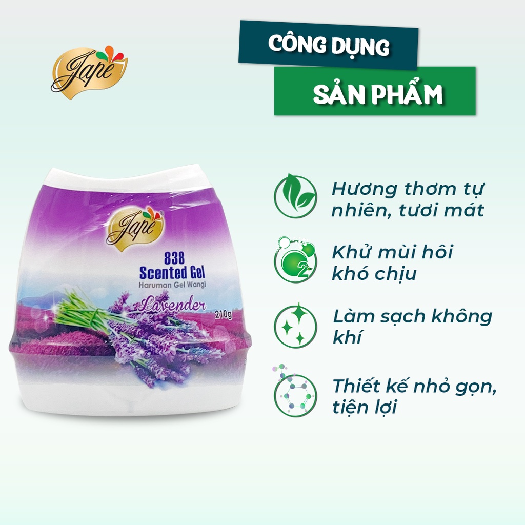 Sáp Thơm Khử Mùi Jape 838 Thơm Lâu Mùi Nhẹ Nhàng Tự Nhiên - Hương Lavender - 210g