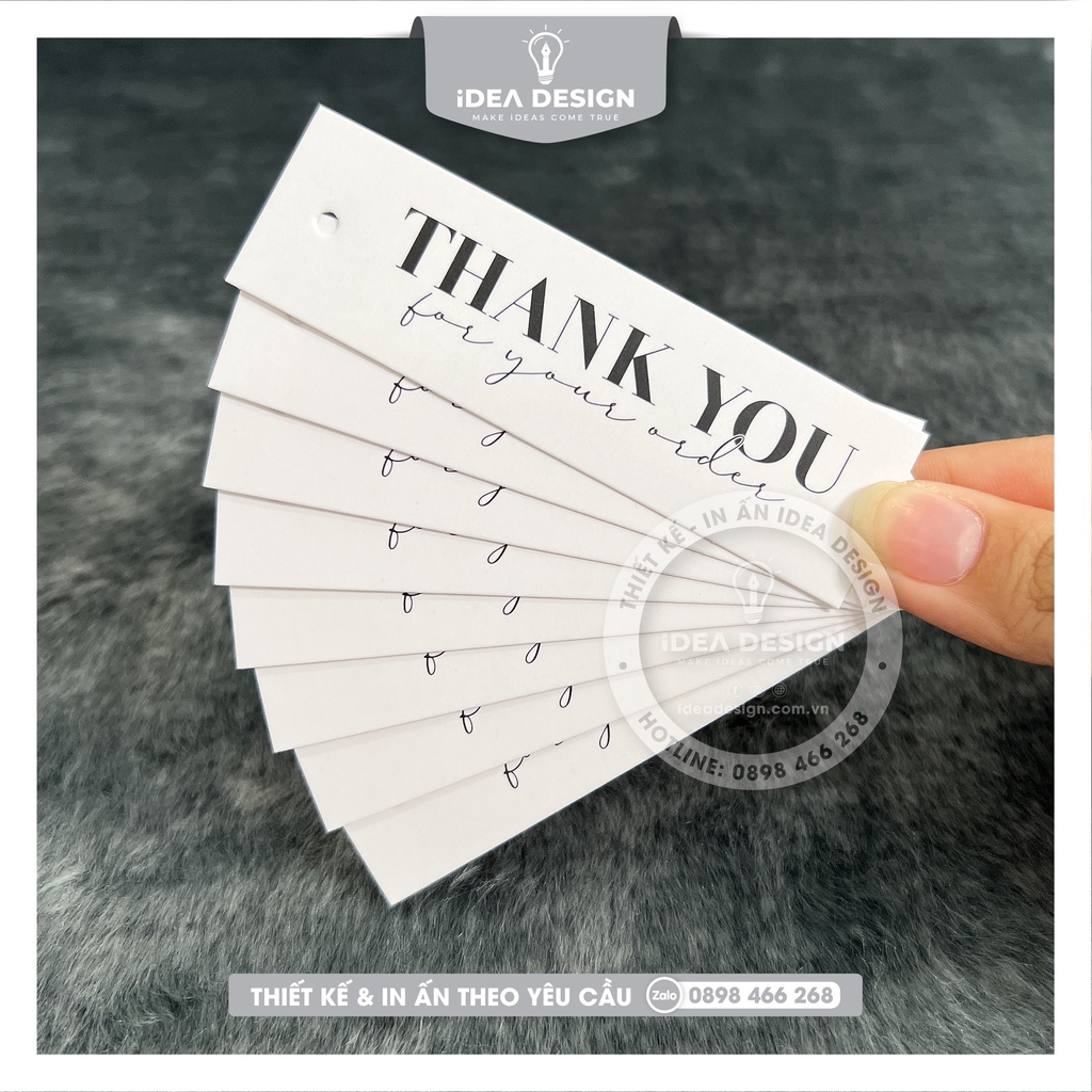 [ KHÔNG KÈM DÂY ] Thẻ bài treo quần áo, Tag mác quần áo, Thẻ tag QUE THANK YOU TRẮNG  - Size 9x2.5cm