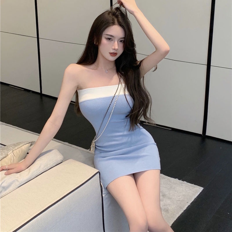 Jiashucheng Đầm Ống Mỏng Ôm Eo Thời Trang Mùa Hè 2023 Quyến Rũ Dành Cho Nữ