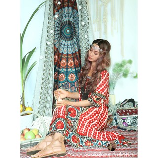 Đầm Váy Boho họa tiết thổ cẩm maxi dáng dài đi biển