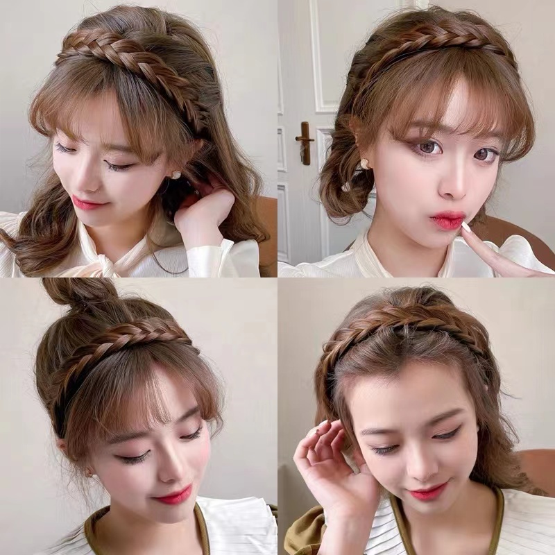 Băng đô đàn hồi nữ thời trang Băng đô hình xương cá bện