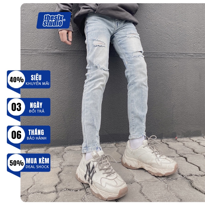 Quần jean nam rách - Jean co giãn - Form Slimfit - Thesix [#1979]