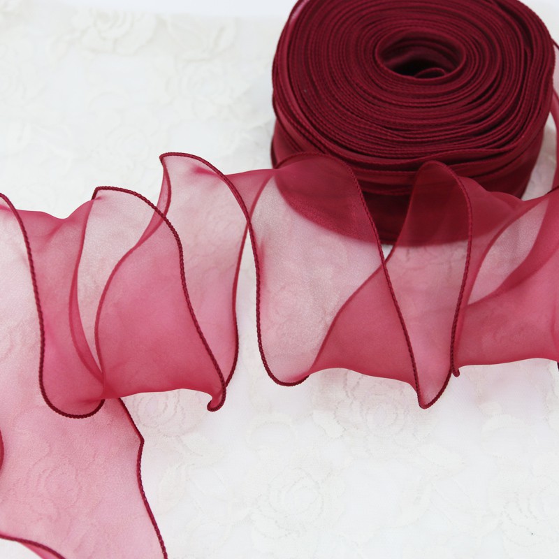 Dây ruy băng vải lụa organza nhiều kích cỡ 25/5 yards đa dạng màu tuỳ chọn dùng để làm đồ thủ công tiện lợi