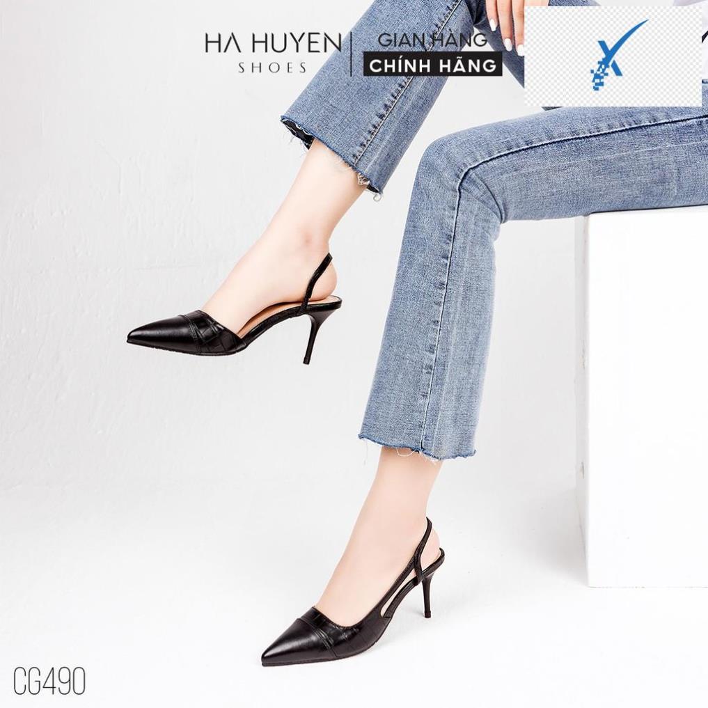 🖐️ Giày cao gót nữ Hà Huyền Shoes mũi nhọn captoe quai đan hông chân gót nhọn 8 phân - CG490 🖐️