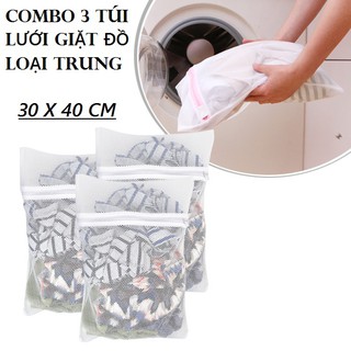 Combo 3 túi lưới giặt đồ loại trung 30x40cm