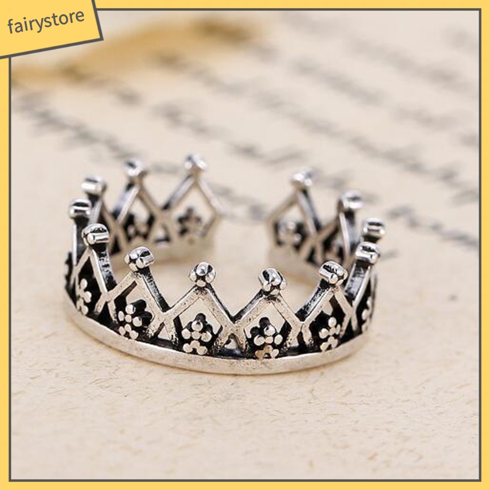 Nhẫn Đeo Tay Kim Loại Tạo Hình Vương Miện Vintage Cho Nữ