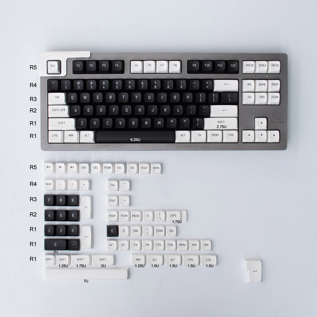 Bàn Phím Cơ 150 Phím ISO 7U Màu Trắng Đen Cho Bàn Phím Cơ GMMK Pro RK61