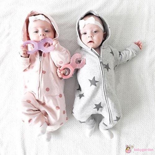 Jumpsuit Bodysuit Romper Liền Mảnh Có Nón Hoodie Cho Các Bé Nhỏ Sơ Sinh