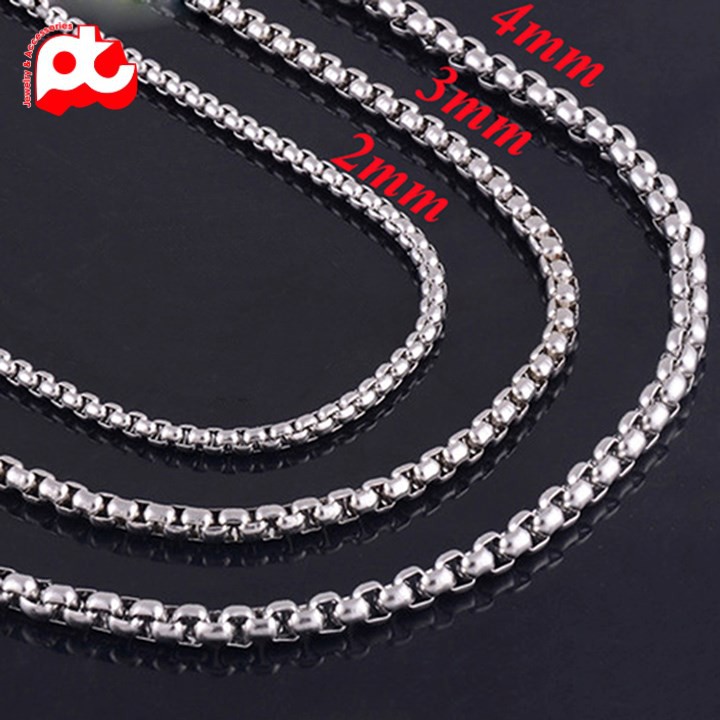 Dây chuyền nam inox thời trang kiểu XÍCH kích cỡ 2mm màu trắng thép không gỉ HSDCNA51
