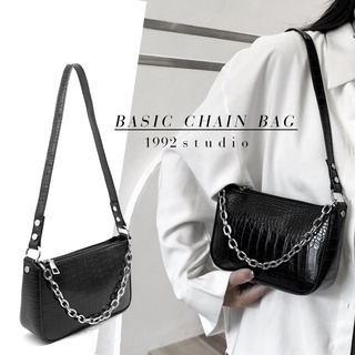 Túi xách nữ màu đen giá rẻ kẹp nách cá tính BASIC CHAIN BAG