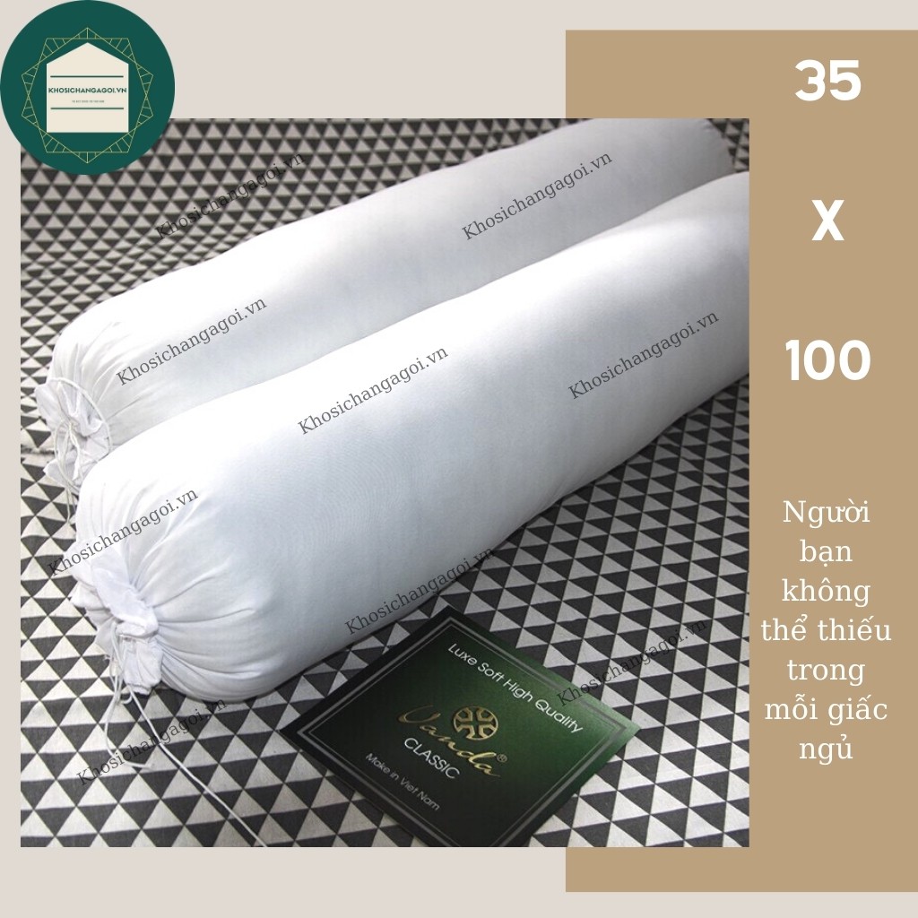 Ruột gối ôm trắng ÉP HƠI 1,1kg IKEA bông gòn tiệt trùng dây rút hai đầu