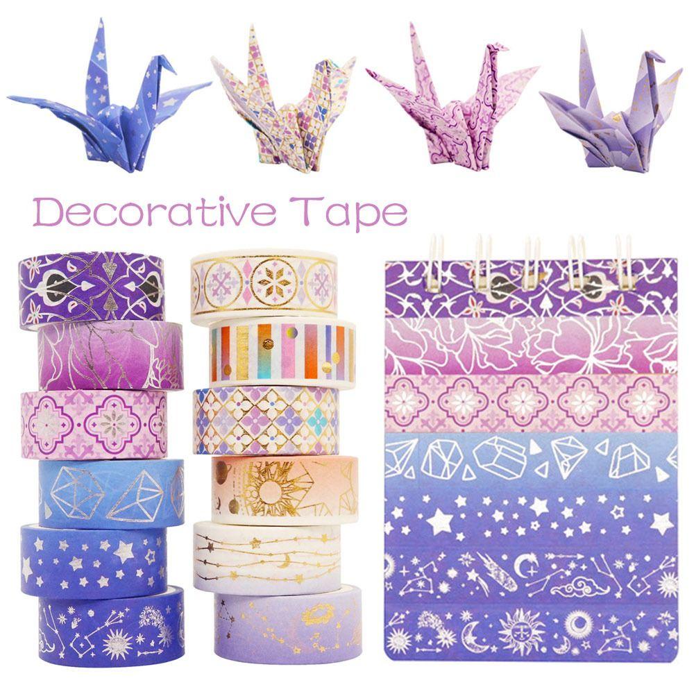 PISTA Set 12 Cuộn Băng Dính Hình Bầu Trời Sao Trang Trí Scrapbook