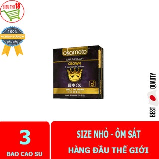 Bao cao su siêu mỏng cao cấp Okamoto Crown, hộp 3 cái