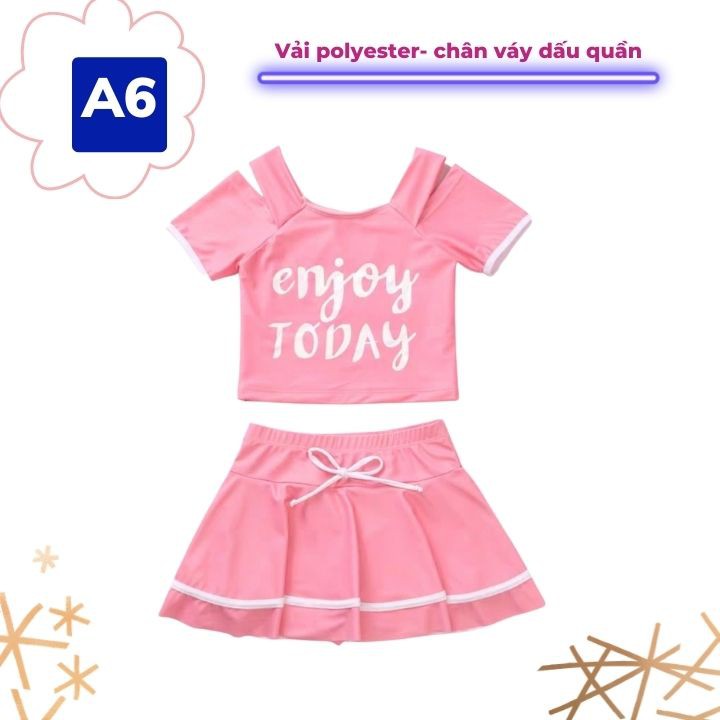 Đồ bơi bé gái tay ngắn hình elsa 10-41kg, quần giả váy tạo cảm giác tự tin- thoải mái - Tomchuakids