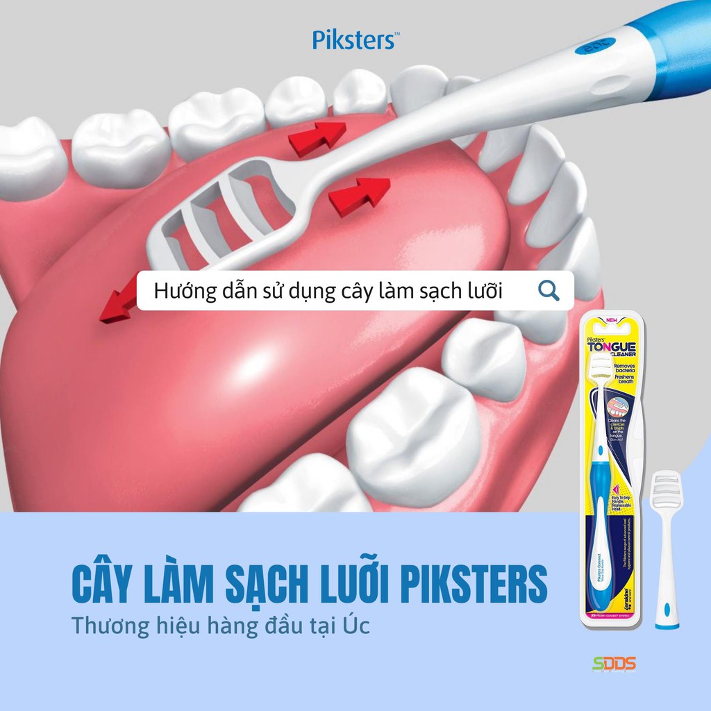 Cạo lưỡi chuẩn Nha Khoa- Cây làm sạch lưỡi piksters SDDS Chính Hãng Đức