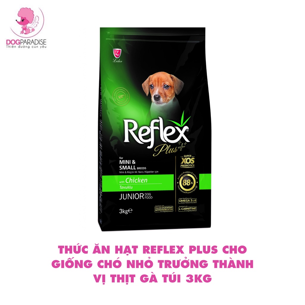 Thức ăn hạt Reflex Plus cho giống chó nhỏ trưởng thành vị thịt gà túi 3kg - Dog Paradise