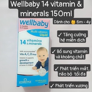 [ Chính hãng UK]  𝐖𝐄𝐋𝐋𝐁𝐀𝐁𝐘 𝟏𝟒 𝐕𝐈𝐓𝐀𝐌𝐈𝐍 cho trẻ từ 4 tháng đến 4 tuổi