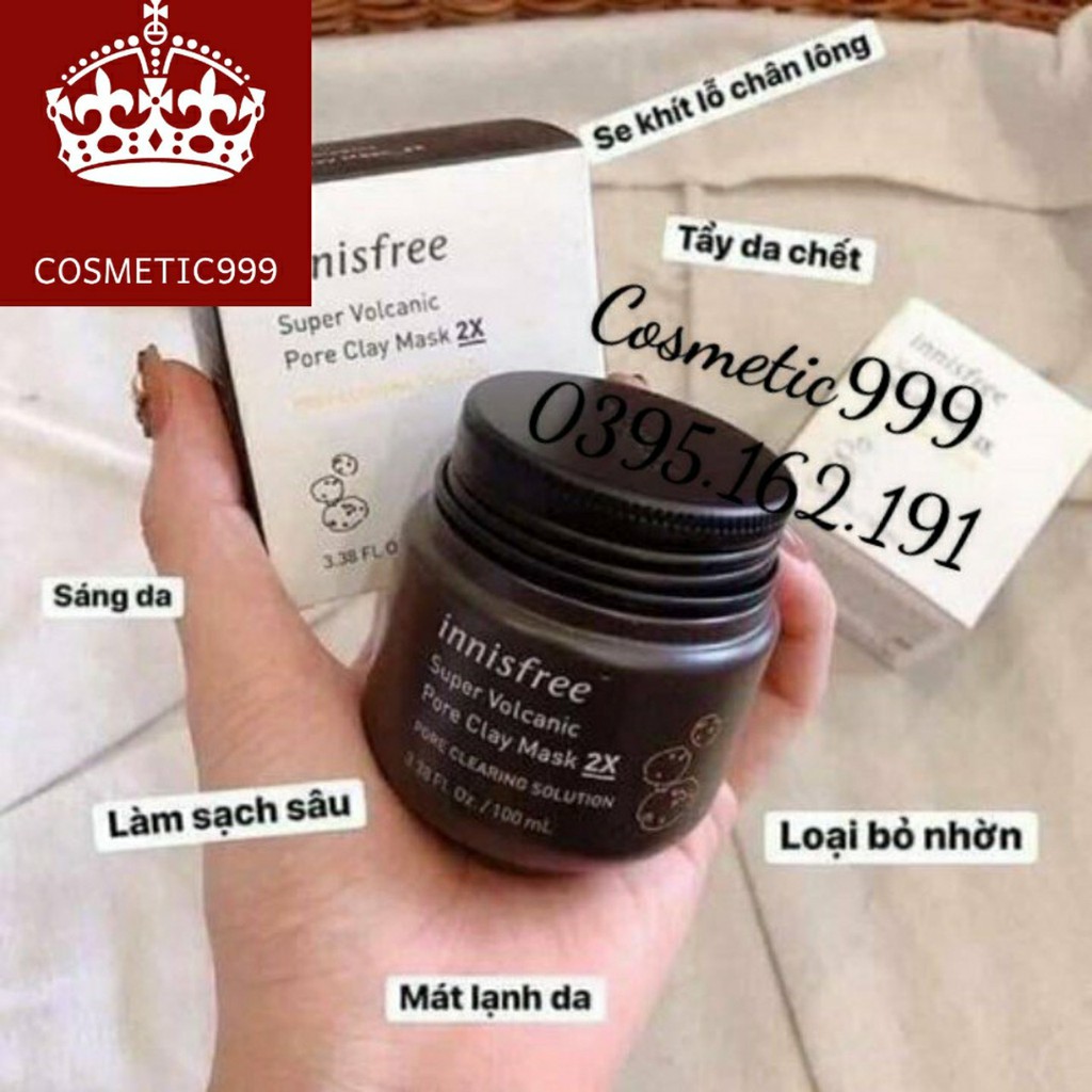 Mặt nạ đất sét Innisfree 2x hàn quốc giảm mụn dầu thừa bã nhờn cho da dầu mụn Cosmetic999