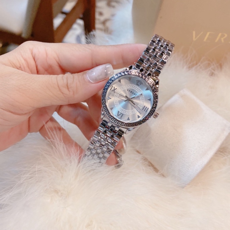 Đồng Hồ Thời Trang Nữ, Đồng Hồ Đeo Tay Đẹp VERSACE Dây Kim Loại Cao Cấp Chống Nước