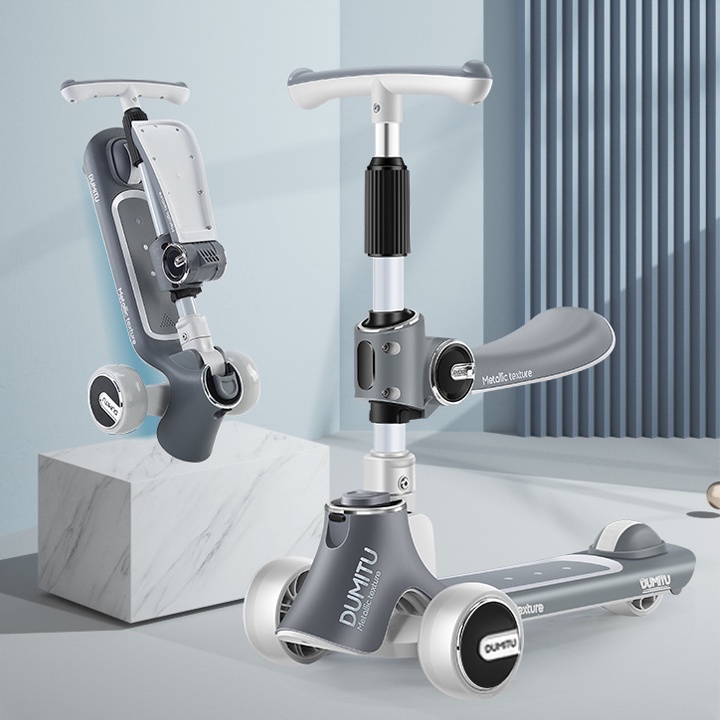 Xe Scooter cho bé DUMITU, xe trượt với 5 mức điều chỉnh chiều cao sử dụng từ 1 - 14 tuổi gấp gọn tiện lợi chịu lực 100kg
