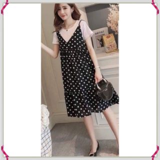Váy bầu chấm bi chất chéo thái