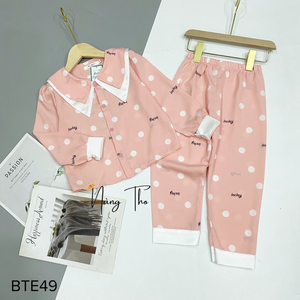 Bộ đồ pijama dài tay cho bé gái từ 1 tuổi đến 14 tuổi dễ thương, bộ pizama lụa mango mềm