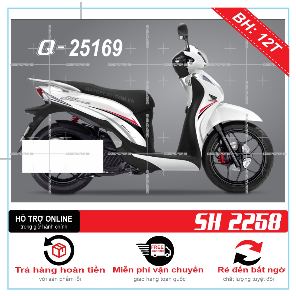 TEM XE SH MODE CHỈ ĐỎ TRẮNG -- SHIN DECAL 2