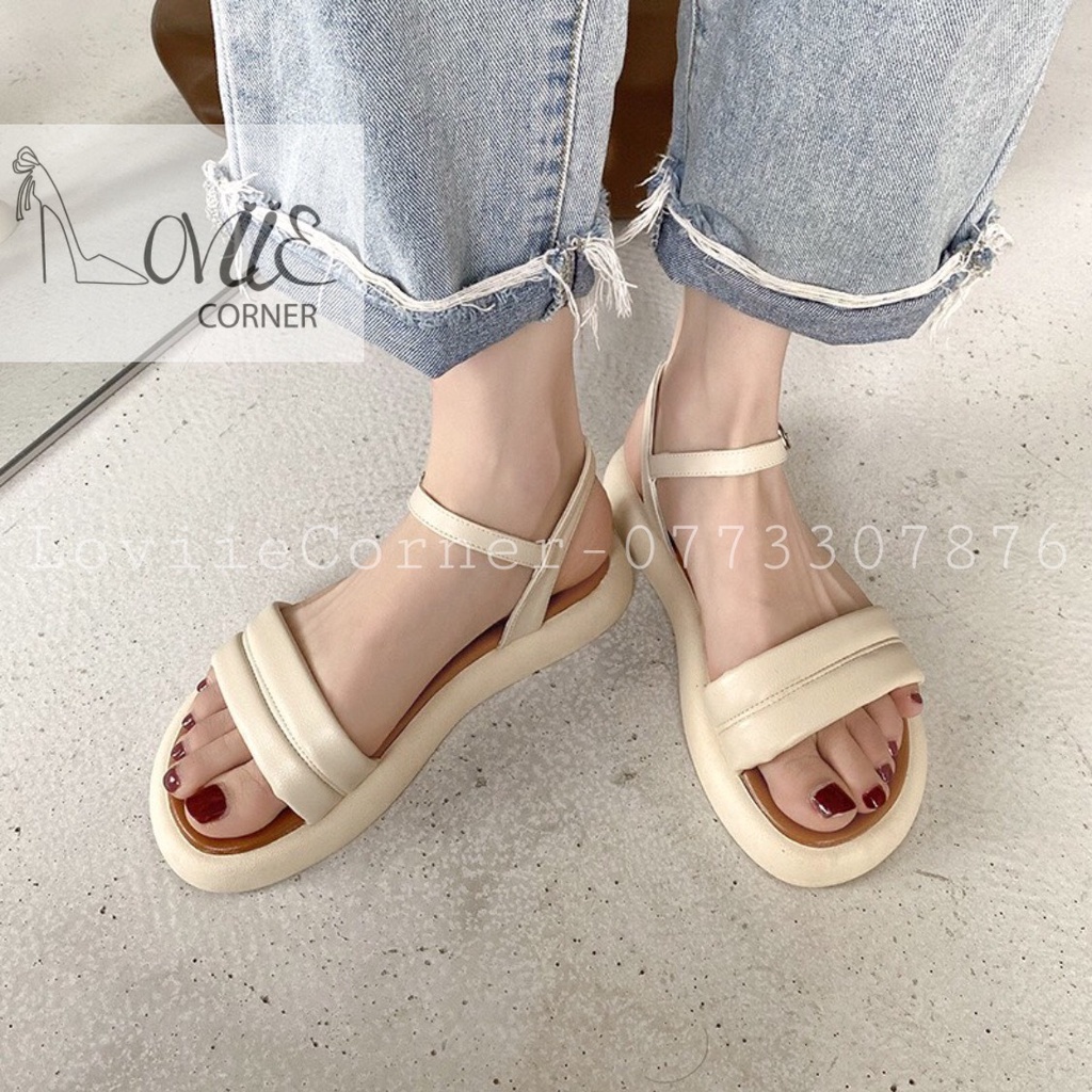 GIÀY SANDAL NỮ LOVIIECORNER - SANDAL CHIẾN BINH DÂY CỘT QUAI CHÉO MẶT GỖ D220732 - D220731