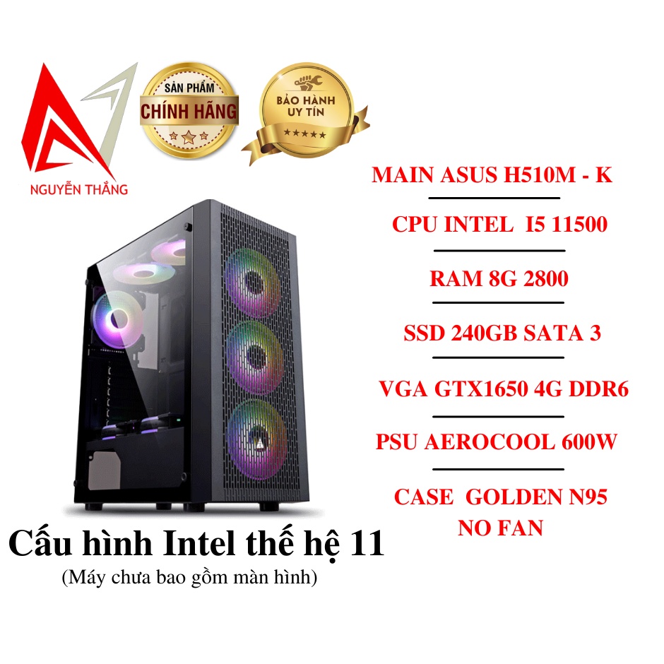 Thùng PC GAMING NTC VIP1 ( H510 - I5 11500 - 8GB - GTX1650 )