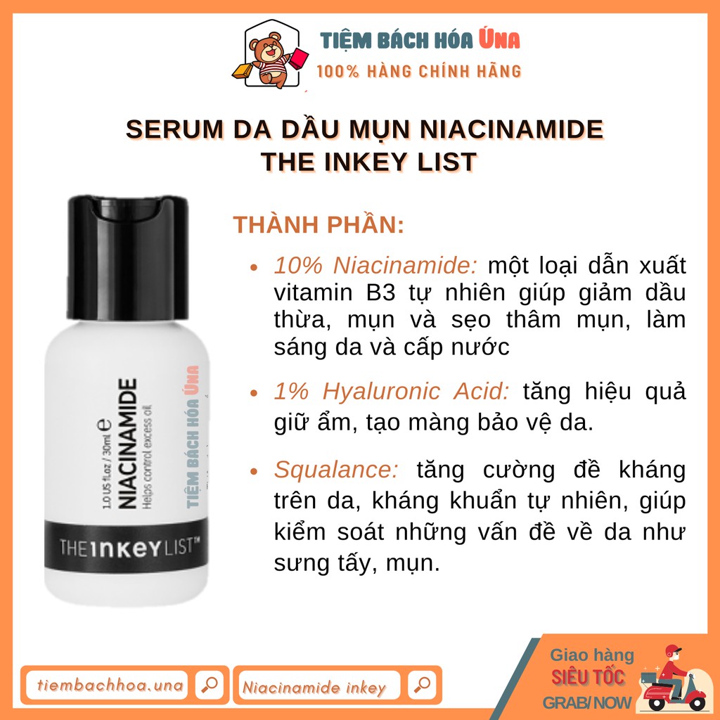 [Sẵn] [Sephora US] Serum da dầu mụn NIACINAMIDE - THE INKEY LIST - Retinol - HA - Oat - BCE | BigBuy360 - bigbuy360.vn