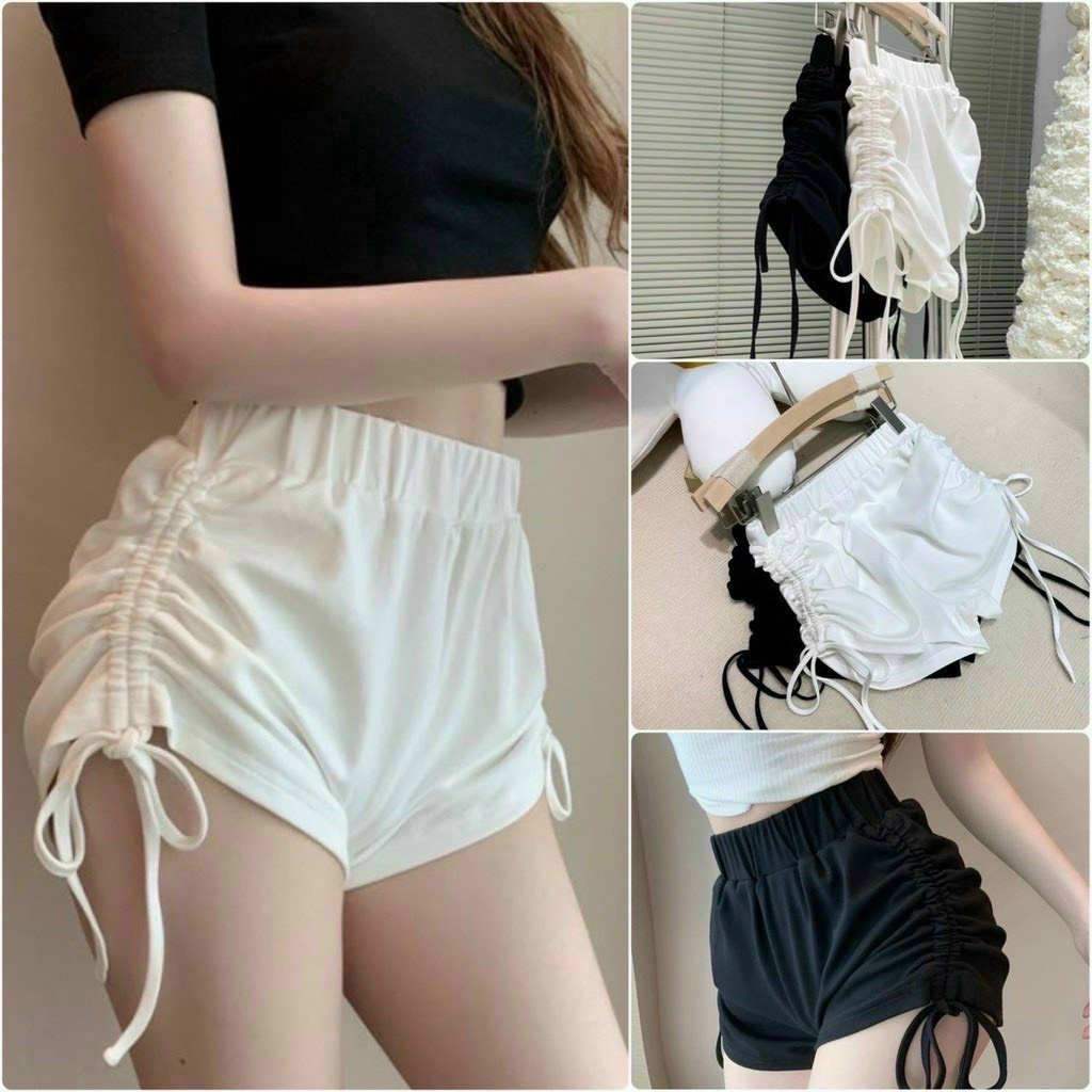 Quần short đùi dây rút 2 bên siêu cá tính quần đùi nữ cotton xuân hè