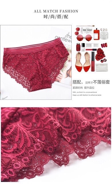 Quần ren sọc lưng g8837 &lt;55kg