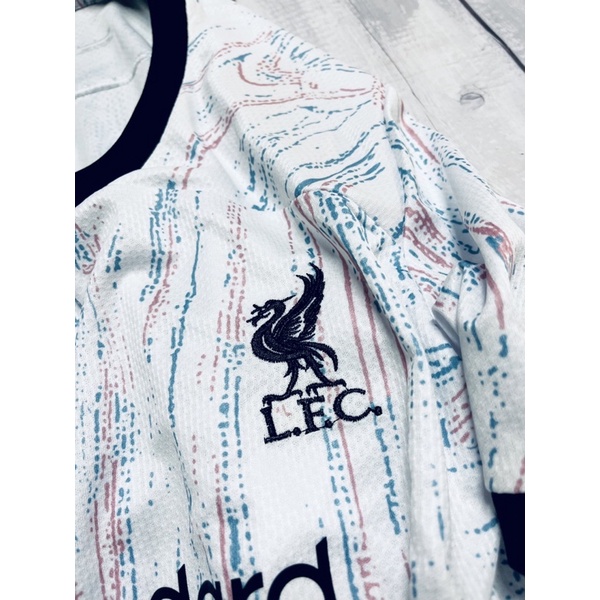 Set bộ quần áo thể thao bóng đá nam nữ clb liverpool vải gai mịn áo trắng quần đen 2022 2023